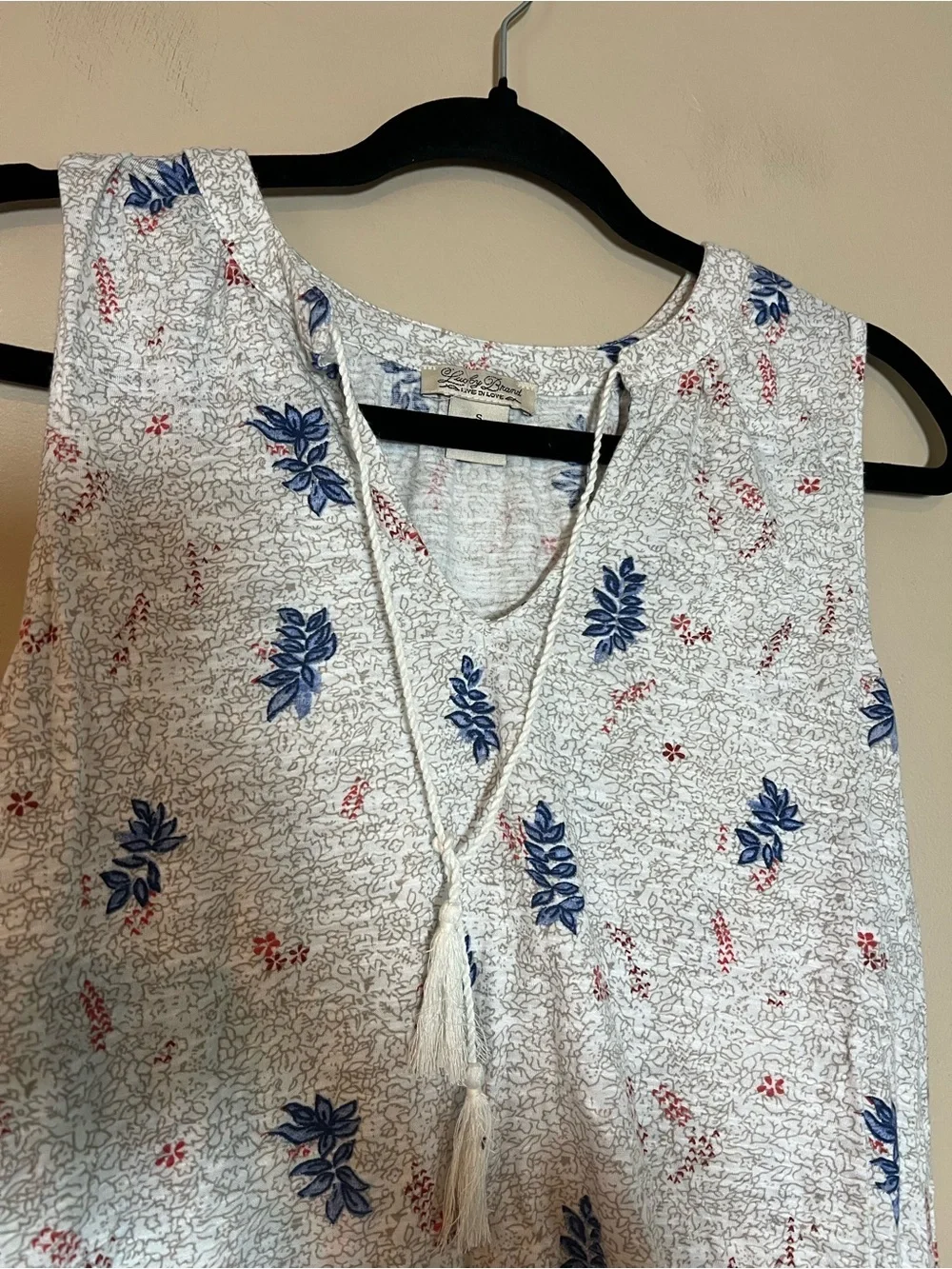 Lucky Brand Women's Small V Neck Floral Tank Bohemian Casual